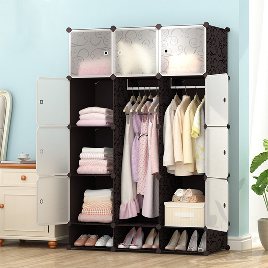 Armoire modulaire pliable 165x110 cm – armoire légère avec étagères solides et structure en métal, idéale pour les petits espaces.