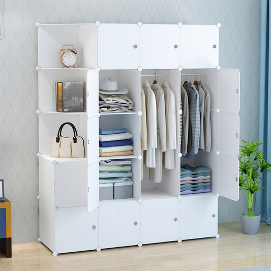 Armoire-penderie modulaire pliable 183x147x47 cm avec cadre en métal – solution de rangement pratique pour les petits espaces.