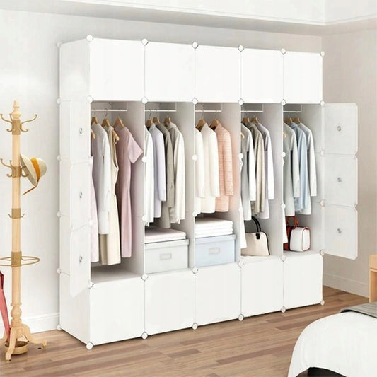 Grande armoire modulaire avec étagères imperméables – 183×183×47 cm au style minimaliste
