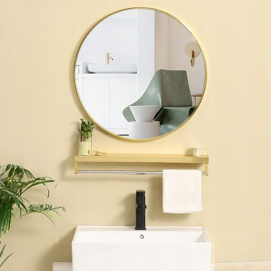 Miroir rond avec cadre doré, 60 cm – design élégant pour la chambre, le salon ou la salle de bain.
