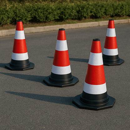 Lot de 3 cônes de signalisation flexibles et réfléchissants de 40 cm – Délimitation sécurisée des zones de circulation et de travail.