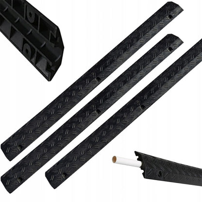 Set de 3 rampes passe-câbles – 100 x 10 x 2 cm – protection robuste pour câbles extérieurs