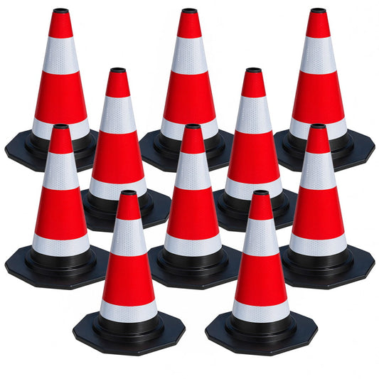 Lot de 10 cônes de signalisation flexibles et réfléchissants – 40 cm – Délimitation sécurisée des zones de circulation et de chantiers.