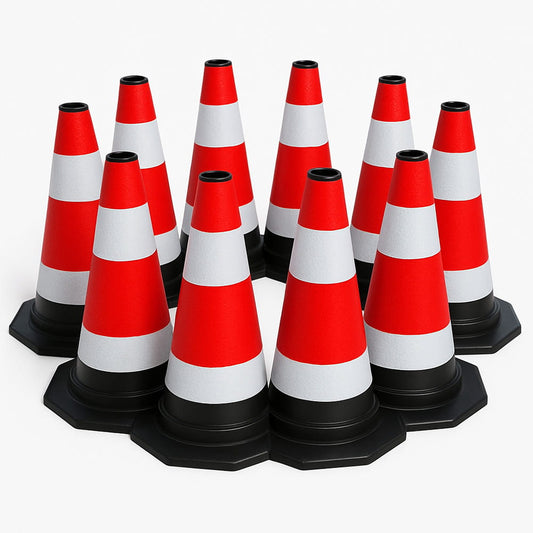 Set de 10 cônes de signalisation flexibles de 60 cm avec bandes réfléchissantes – Pour une délimitation sécurisée sur la route et sur les chantiers.