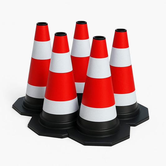 Lot de 5 cônes de signalisation de 60 cm – Flexibles et réfléchissants – Pour une signalisation sécurisée sur les routes et les chantiers