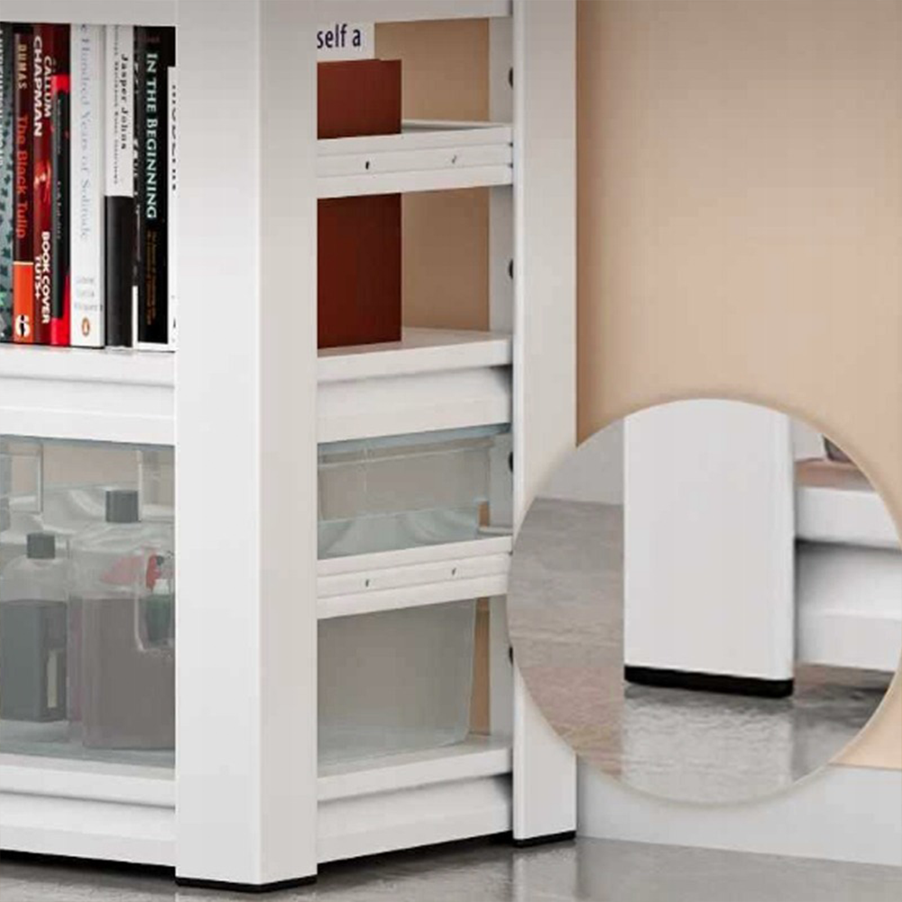 Étagère à livres moderne blanche en métal et MDF – 174×80×30 cm, avec 6 étagères.