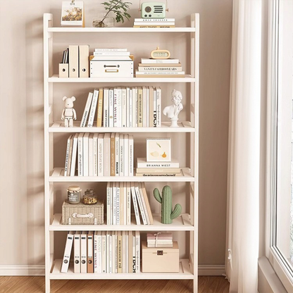 Étagère à livres moderne blanche en métal et MDF – 174×80×30 cm, avec 6 étagères.