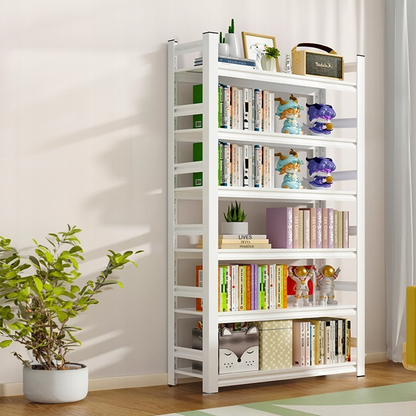 Étagère à livres moderne blanche en métal et MDF – 174×80×30 cm, avec 6 étagères.