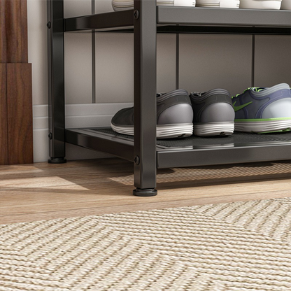 Meuble à chaussures avec assise 73x45x30 cm – style industriel loft, métal et MDF, brun rustique