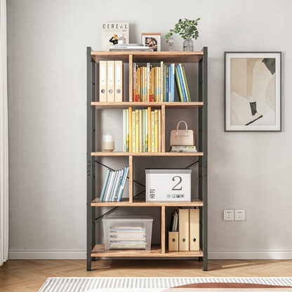 Étagère échelle industrielle – 155 cm, brun rustique avec cadre en métal noir, style loft