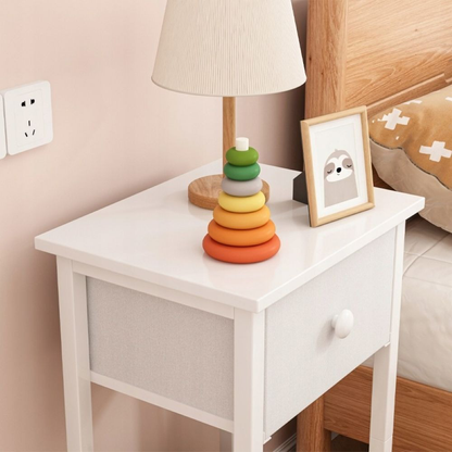 Table de chevet blanche 38x61x28 cm – Style scandinave avec tiroir et étagère, en MDF