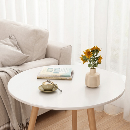 Table basse ronde 60x52 cm – style scandinave, élégance et design compact