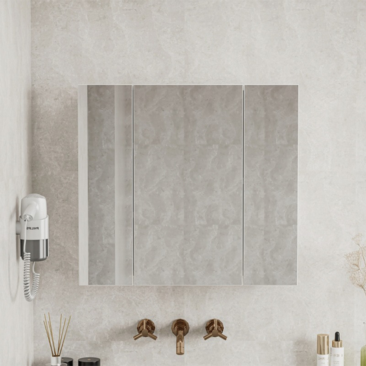 Armoire de salle de bain murale avec triple miroir, 60 cm – design moderne et fonctionnel, blanc.