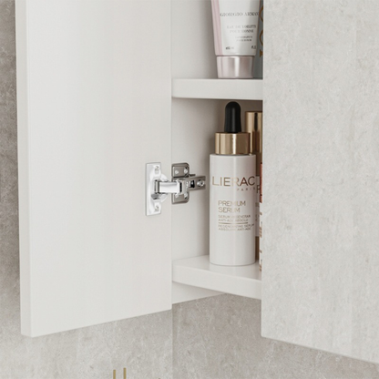 Armoire de salle de bain murale avec triple miroir, 60 cm – design moderne et fonctionnel, blanc.