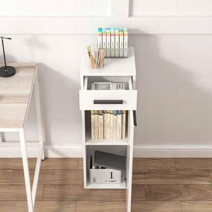 Armoire blanche avec tiroir de style scandinave – 30x85x30 cm