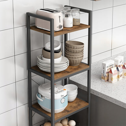 Étagère industrielle – 154×40×30 cm, 5 niveaux, style loft, en MDF et métal.