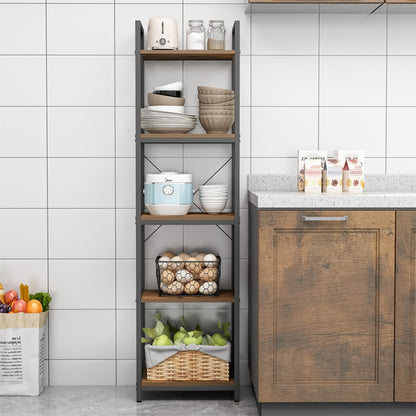 Étagère industrielle – 154×40×30 cm, 5 niveaux, style loft, en MDF et métal.