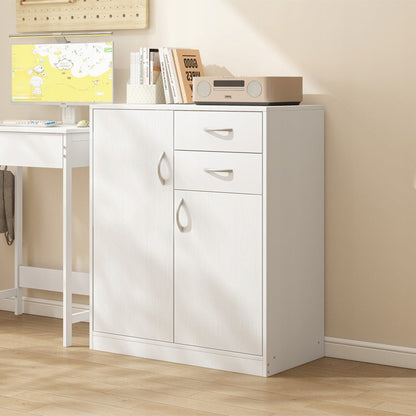 Commode moderne avec tiroirs et étagères – style loft – armoire blanche avec portes – 74 cm