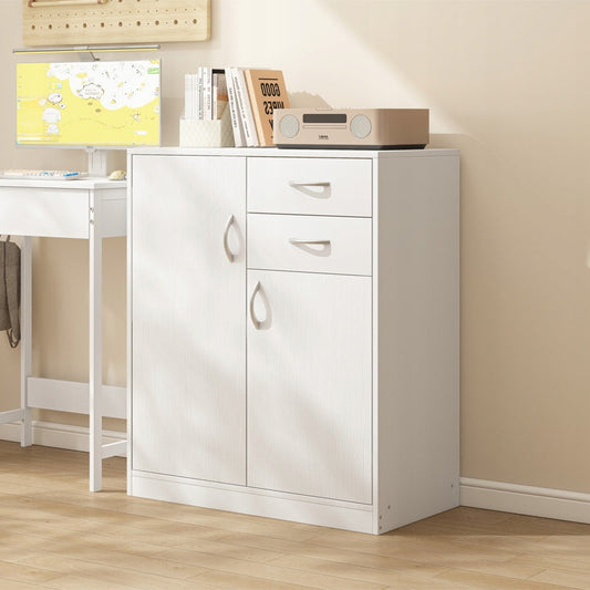 Commode moderne avec tiroirs et étagères – style loft – armoire blanche avec portes – 74 cm