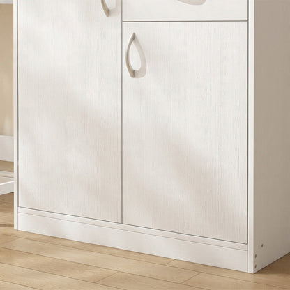 Commode moderne avec tiroirs et étagères – style loft – armoire blanche avec portes – 74 cm