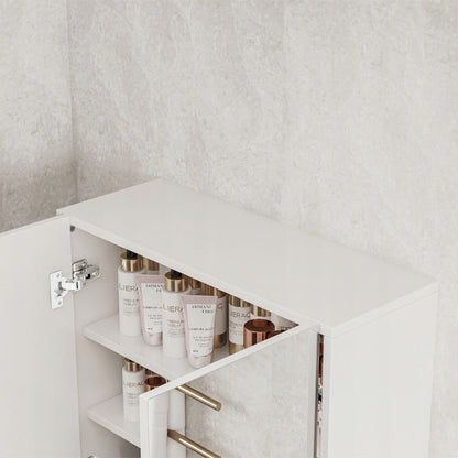 Armoire de salle de bains murale avec miroir – 60x60x22 cm, à 2 portes, blanche, design moderne