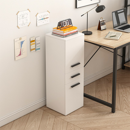 Étagère de bureau blanche style loft avec 2 tablettes et un tiroir – 85x30x30 cm