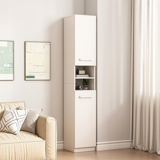 Armoire haute blanche moderne – 180x32x30 cm, étagère polyvalente en MDF