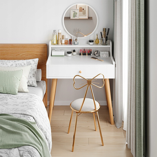 Coiffeuse blanche avec miroir – Style scandinave, 70×40×85 cm
