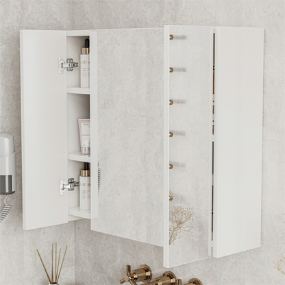 Armoire de salle de bain murale avec triple miroir, 60 cm – design moderne et fonctionnel, blanc.