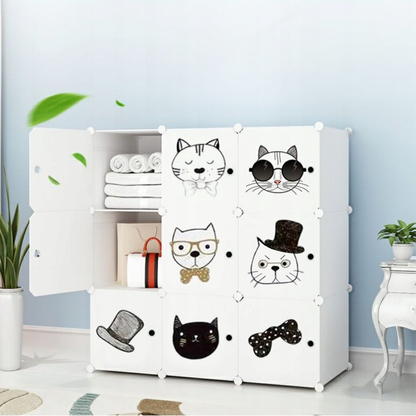 Armoire modulaire pliable pour enfants – 111 x 111 x 37 cm – légère, colorée et imperméable