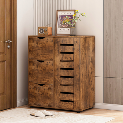 Commode moderne avec 4 tiroirs – 60 x 30 x 80 cm | Design à lamelles pour un intérieur élégant