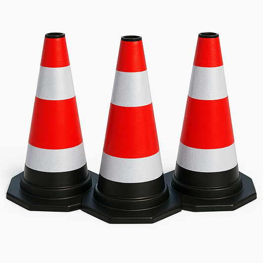 Lot de 3 cônes de signalisation flexibles et réfléchissants de 40 cm – Délimitation sécurisée des zones de circulation et de travail.