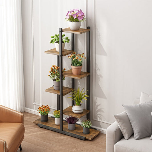 Étagère à plantes – moderne, couleur bois brun, hauteur 113 cm.