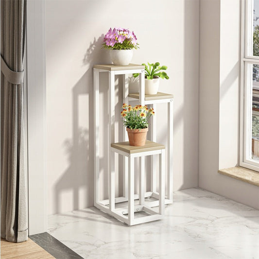 Support à plantes blanc – 67 cm – Style loft avec 3 niveaux