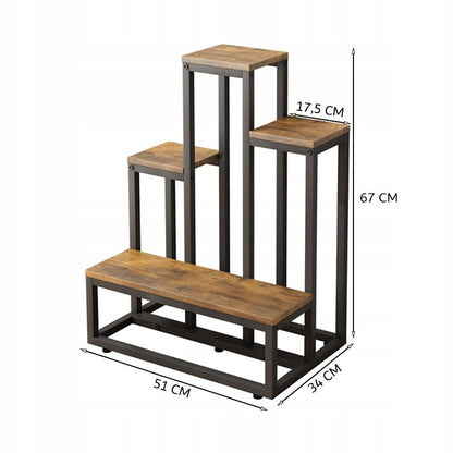Étagère à plantes rustique – 67 cm de hauteur, style loft / industriel