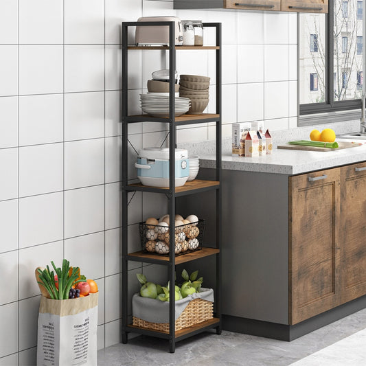 Étagère industrielle – 154×40×30 cm, 5 niveaux, style loft, en MDF et métal.